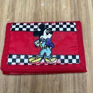 VINTAGE Walt Disney MICKEY MOUSE WALLET Red RETRO  Signed By Mickey.